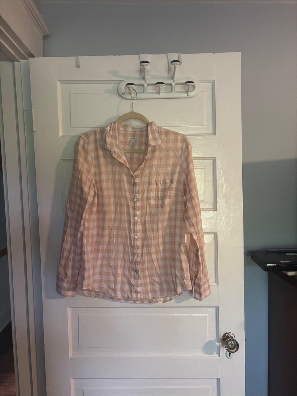 J. Crew Cotton Pink Gingham Button Up Blouse